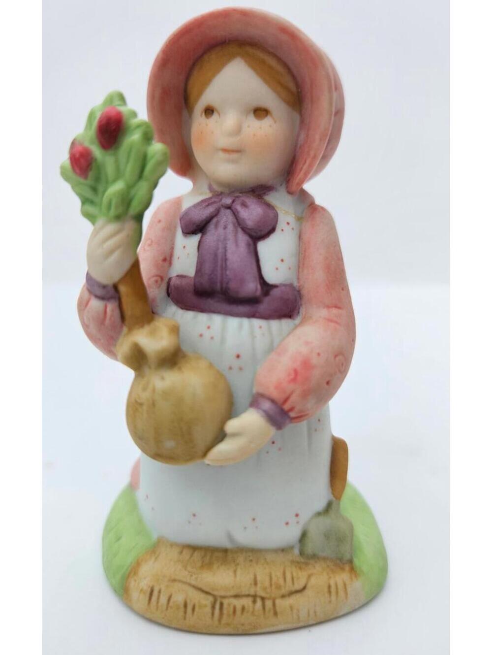 Vintage Holly Hobbie Figurine Girl Gardener Watering Can Flowers 70s Retro